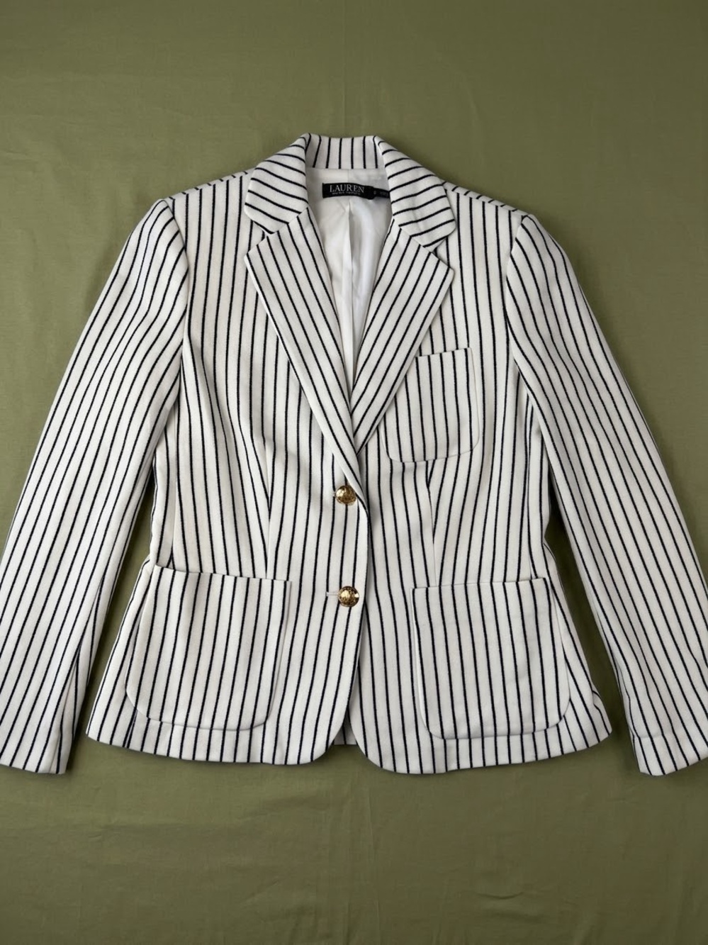Lauren Ralph Lauren White Blazer with Black Pinstripes NWOT